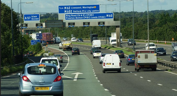 Concrete hits cars on M60 at Barton Bridge causing delays